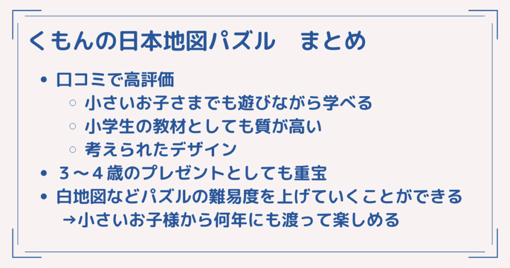 くもんの日本地図パズル　まとめ